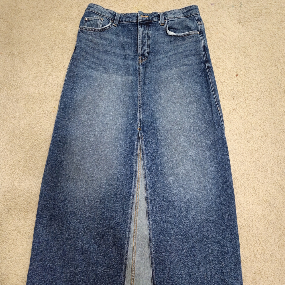 Zara Blue Denim Maxi Skirt and Vest Set ZARA - Picture 6 of 14